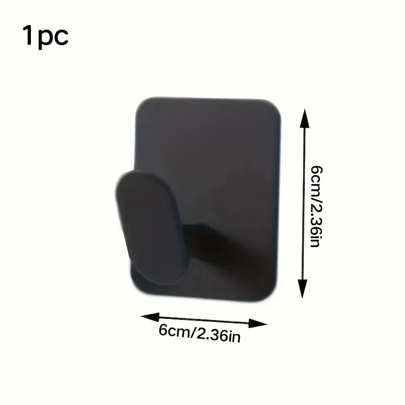 Kit 4 Peças Gancho Adesivo de Parede Efeito Aço Inox (Sem Furos)