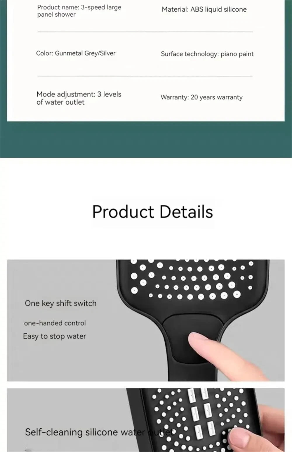 Ducha Chuveirinho de Mão Quadrada com 3 Modos (Alta Pressão)