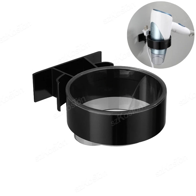 Suporte Adesivo de Parede para Secador de Cabelo e Acessórios
