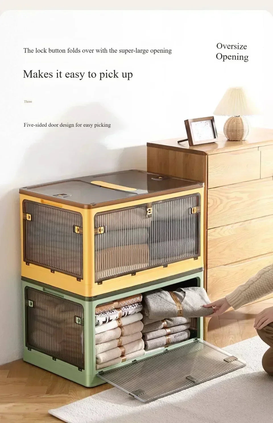 Baú Organizador Empilhável com Portas Frontais e Rodas