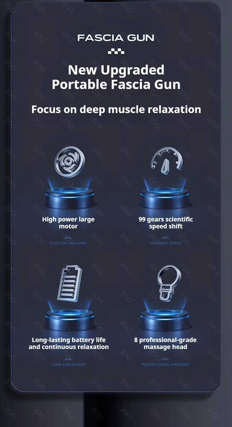 Massageador Elétrico Fascia Gun Recarregável com Display Digital