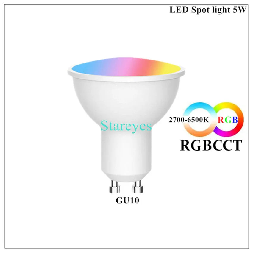 Lâmpada LED Inteligente Wifi/Zigbee RGB + CCT (E27, E14 ou GU10)
