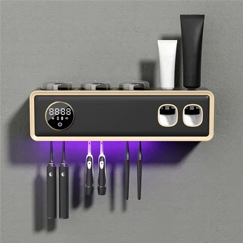 Esterilizador de Escovas UV com Suporte de Parede e Espremedor de Pasta