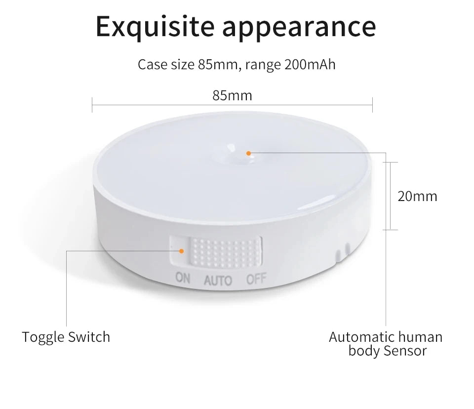Luz Noturna com Sensor de Movimento Recarregável via USB (Fixação Magnética)