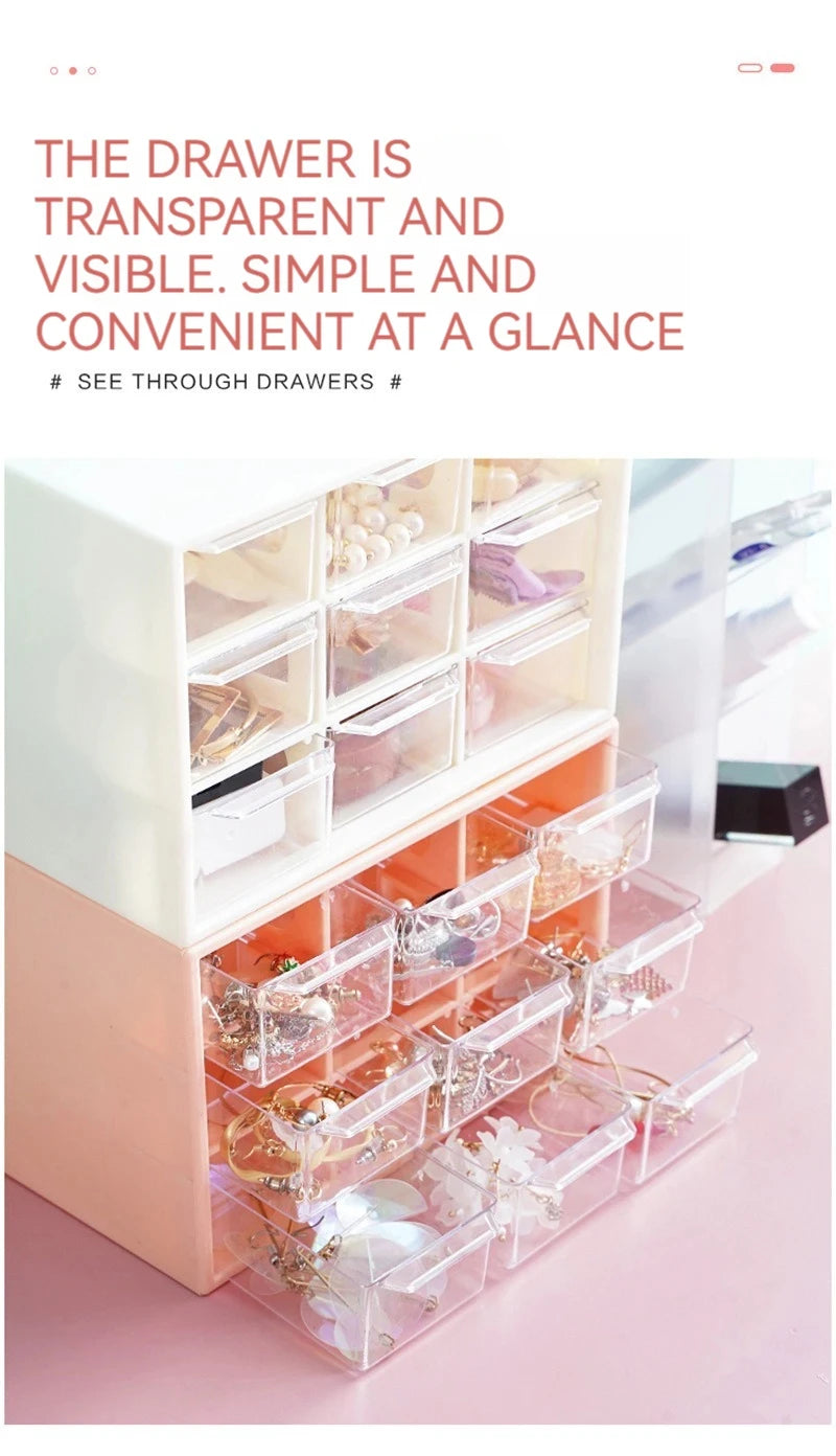 Organizador de Mesa Multiuso com 9 Gavetas Transparentes