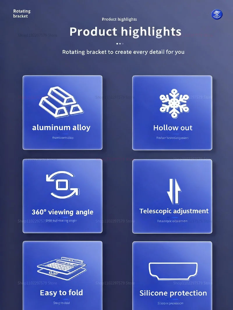 Suporte Ajustável para Notebook e Tablet com Base Giratória 360°