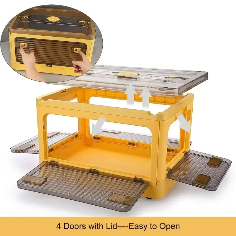 Caixa Organizadora Dobrável com Rodinhas e Tampa Transparente