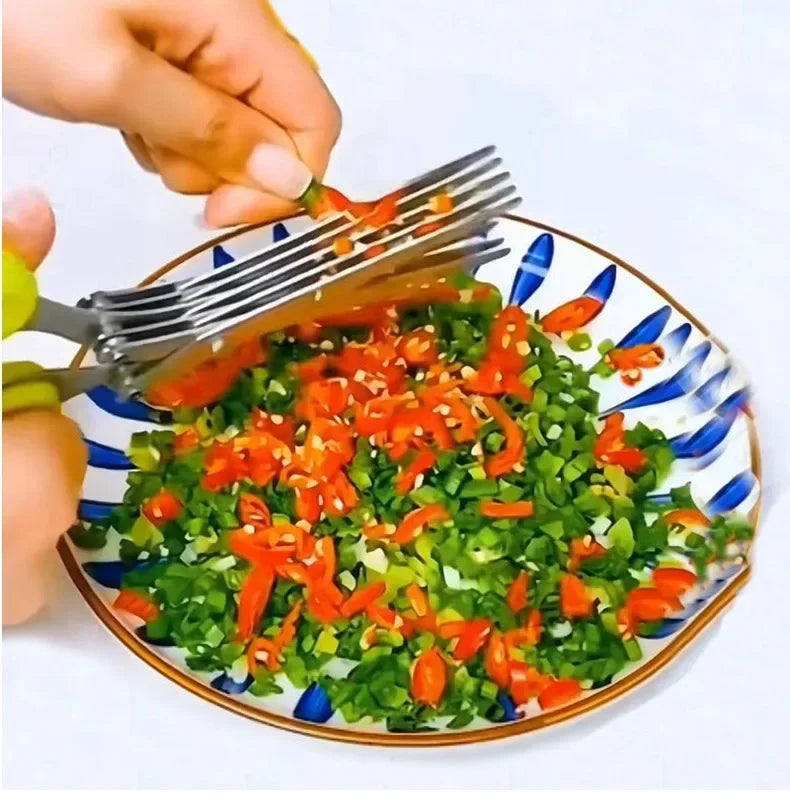 Kit 5 Tesouras Culinárias Multilâminas: Para Temperos e Ervas