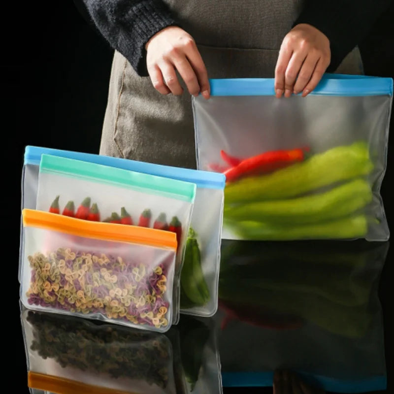 Kit Sacos de Armazenamento Reutilizáveis PEVA: (3/5/10/24 Peças)