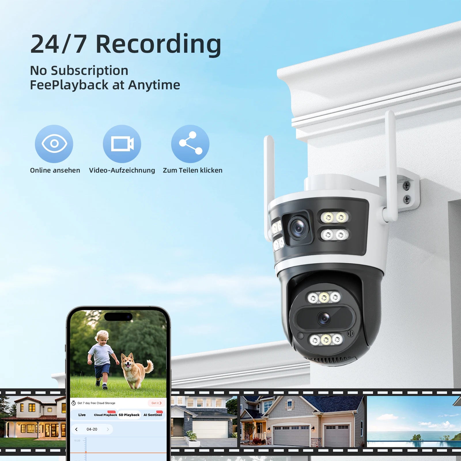 Câmera IP à Prova d'Água (IP66) com Lente Dupla e Visão Noturna Colorida