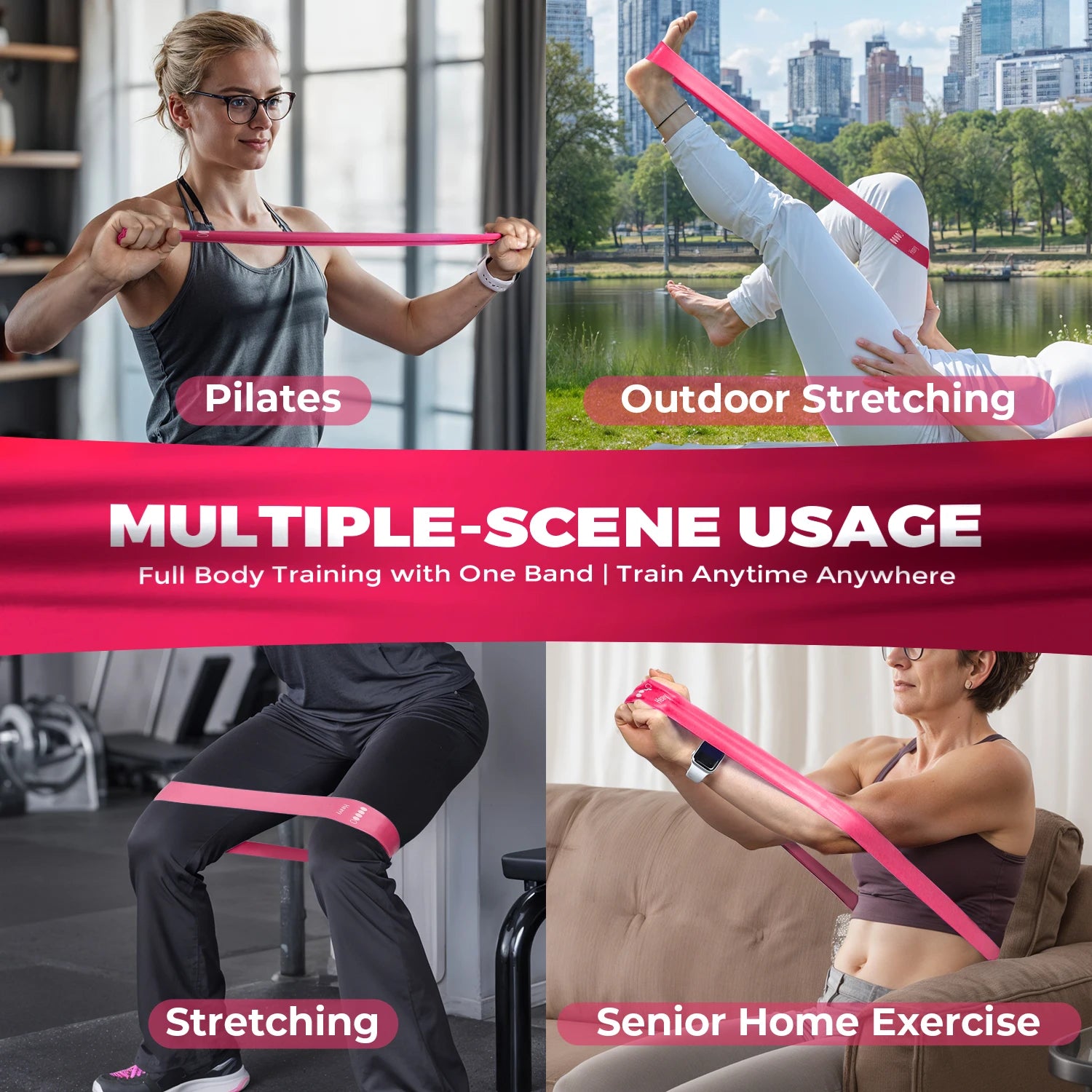 Kit 5 Faixas Elásticas Mini Band TPE para Treino Funcional e Yoga