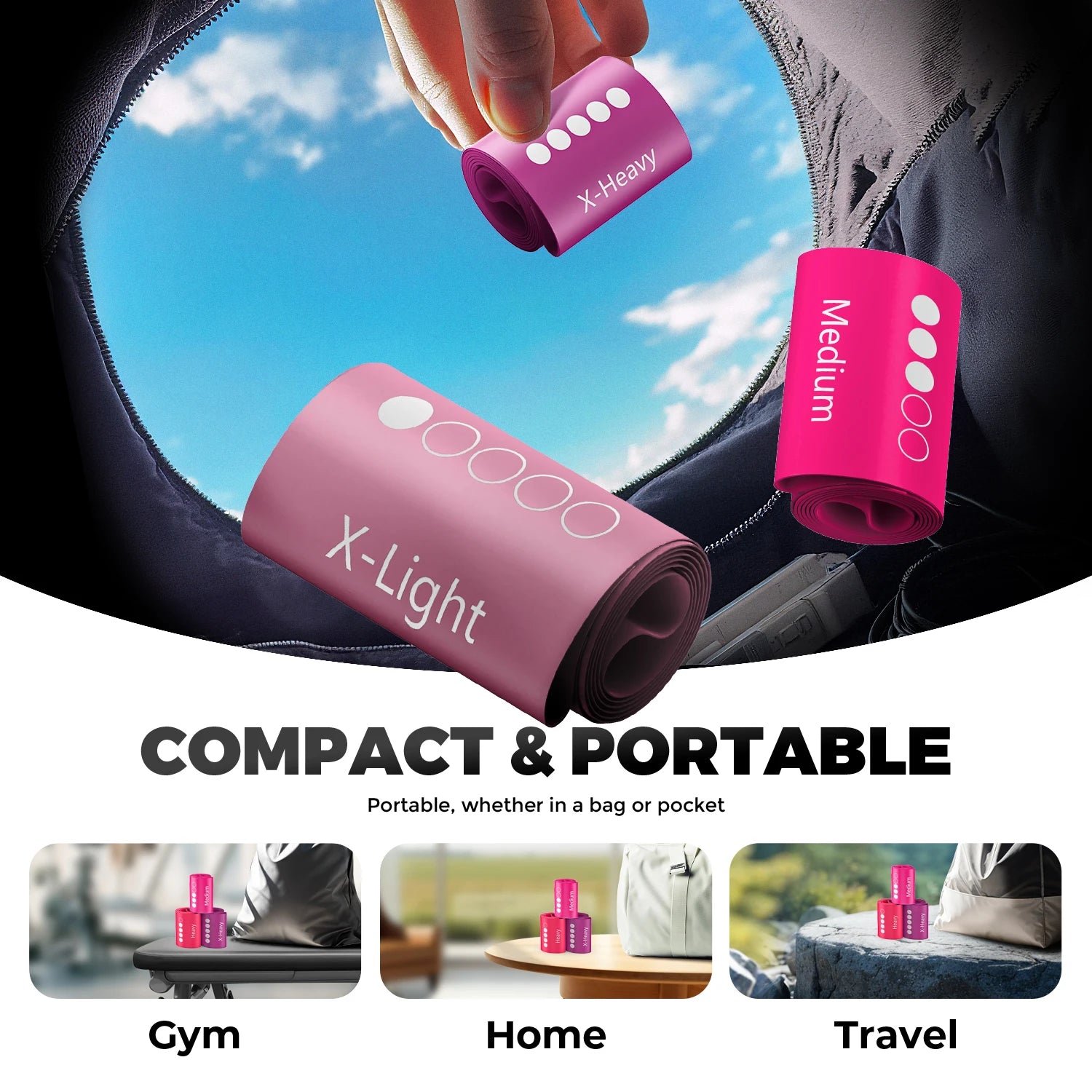 Kit 5 Faixas Elásticas Mini Band TPE para Treino Funcional e Yoga