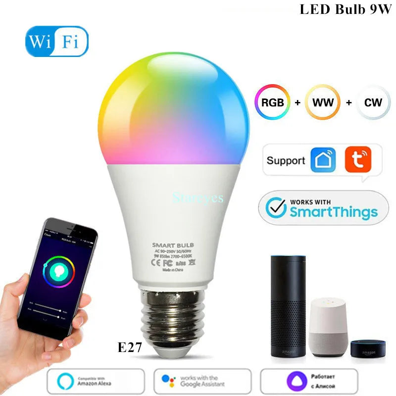 Lâmpada LED Inteligente Wifi/Zigbee RGB + CCT (E27, E14 ou GU10)