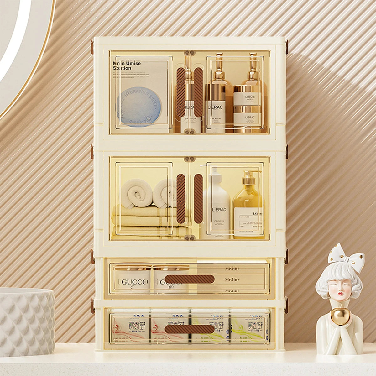 Organizador de Maquiagem Acrílico com Gavetas e Portas Magnéticas