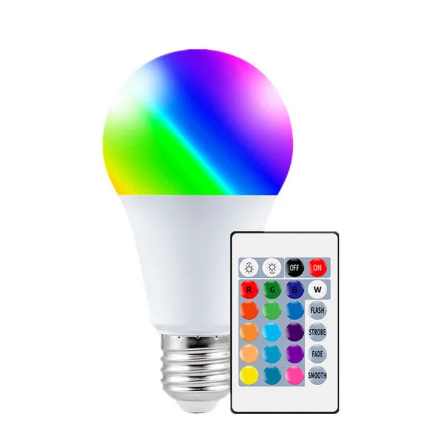 Lâmpada LED E27 RGBW Colorida com Controle Remoto (5W/10W/15W)