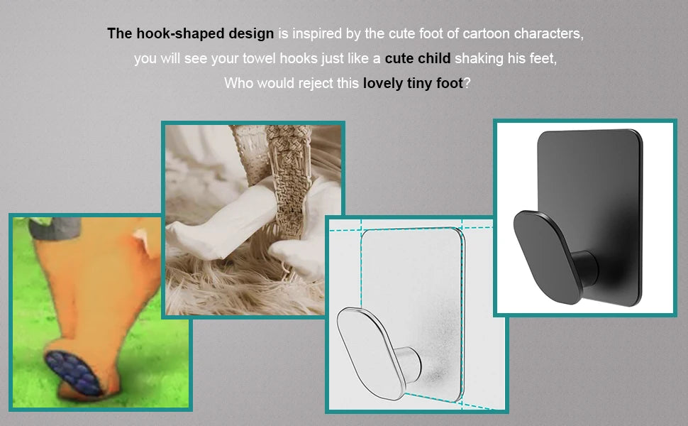 Kit 2/4 Unidades Gancho Adesivo de Parede em Aço Inox 304 (Sem Furos)