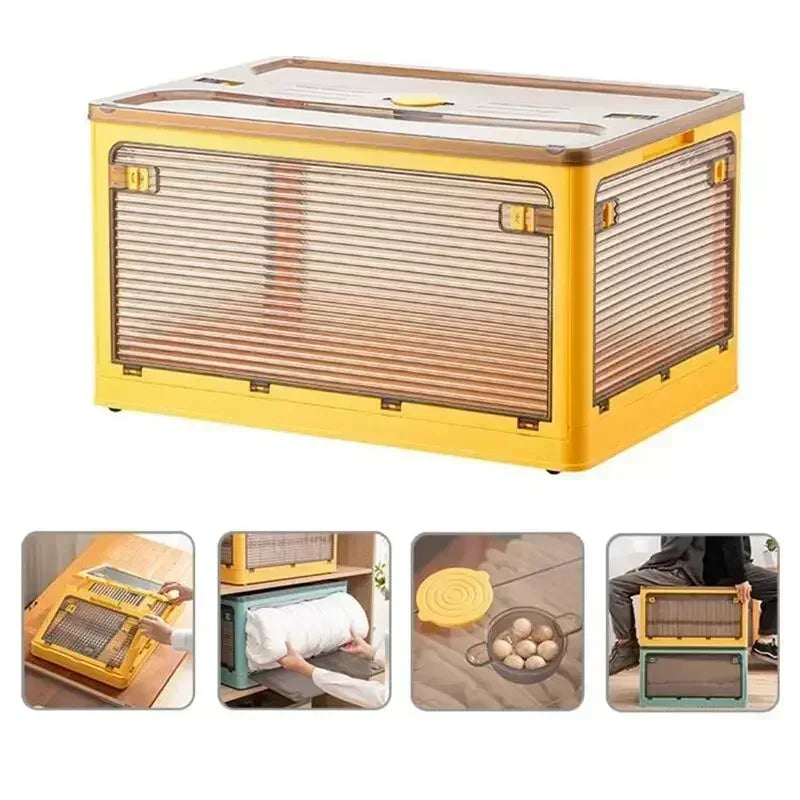 Caixa Organizadora Dobrável com Rodinhas e Tampa Transparente