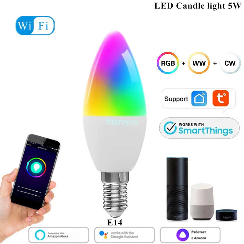 Lâmpada LED Inteligente Wifi/Zigbee RGB + CCT (E27, E14 ou GU10)