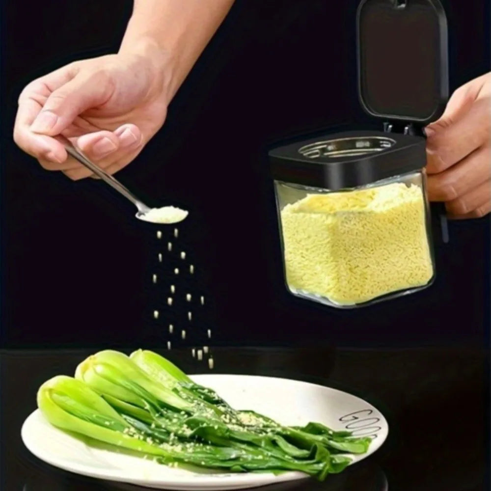 Kit 3 Potes de Tempero de Vidro com Organizador e Colher