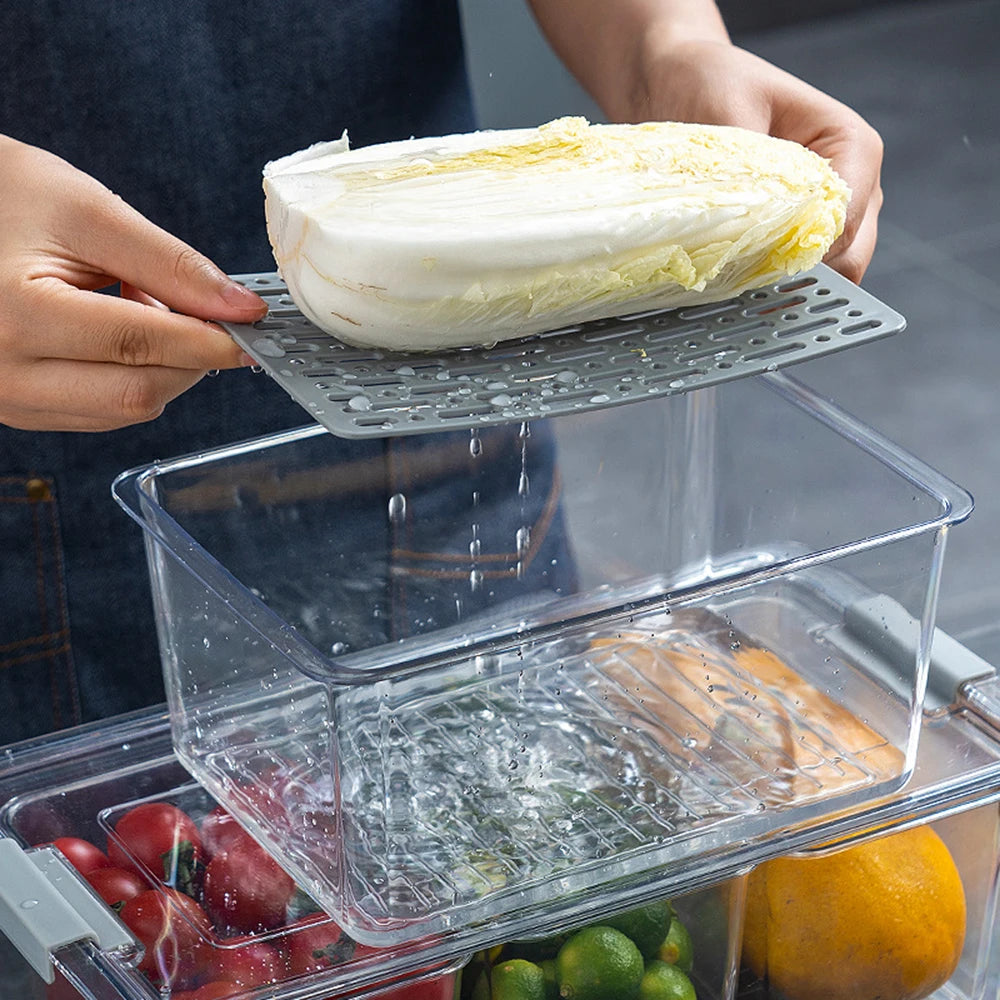 Organizador de Acrílico Transparente para Geladeira e Freezer (Empilhável)