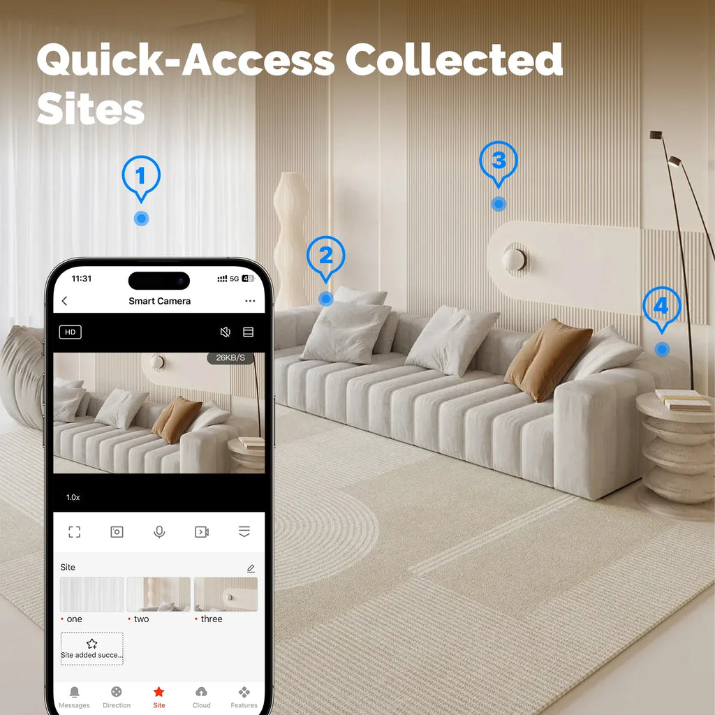 Câmera de Segurança Interna MOES Tuya com Wifi 6/2.4 e Rastreamento